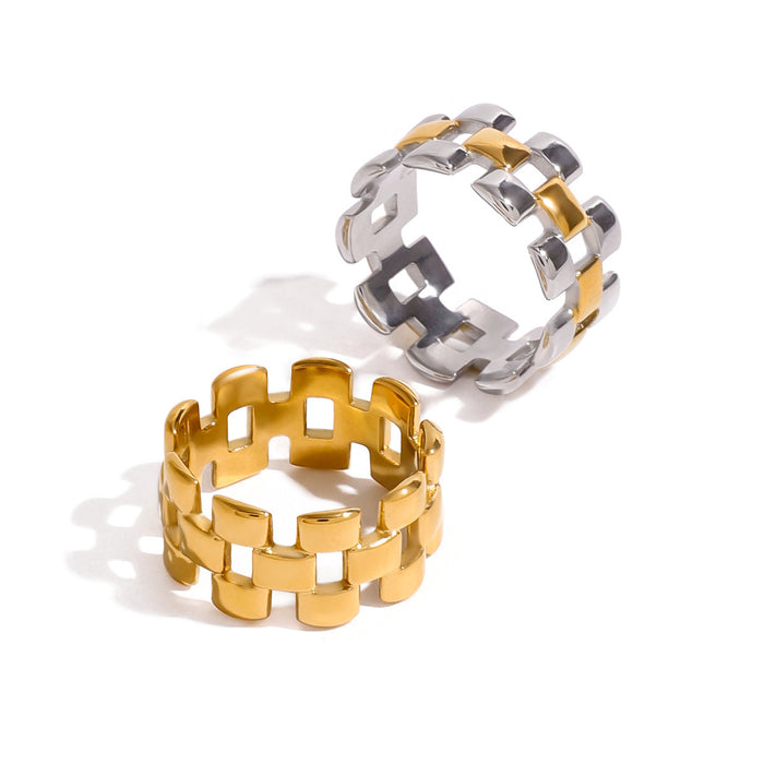 Stainless steel contrasting color light luxury ring