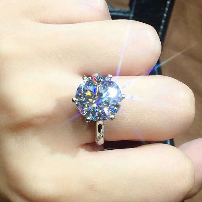 Anillo de compromiso con ocho corazones y ocho flechas de diamantes y circonitas, anillo de pareja