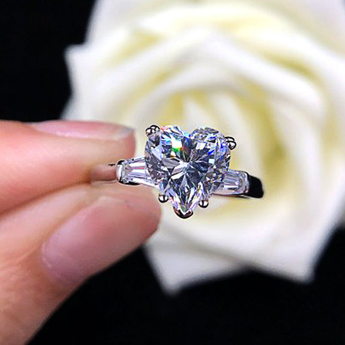 AAA heart shaped zircon ring engagement party ring accessories