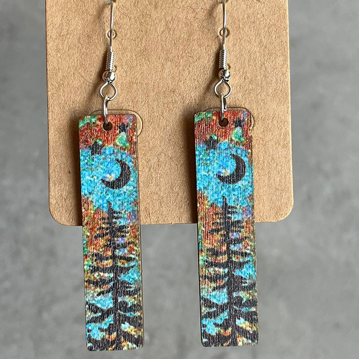 Wooden tree earrings