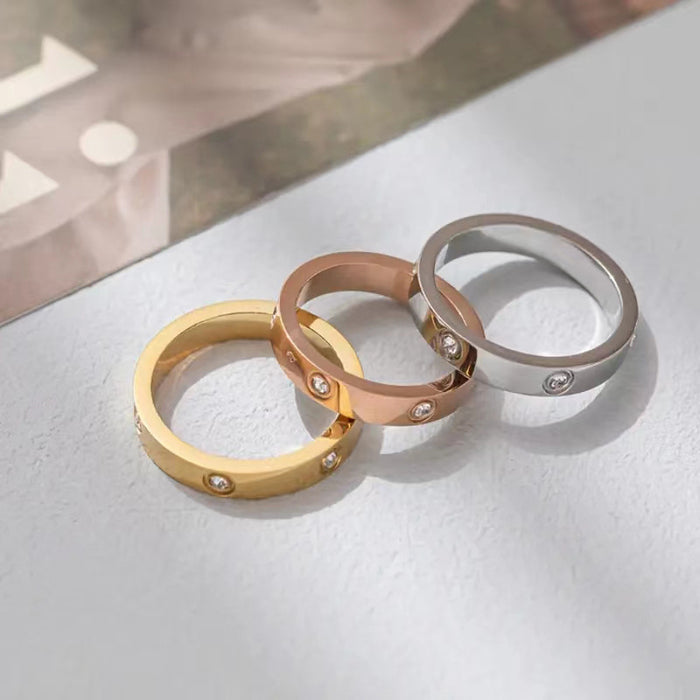 Korean style all-match zircon ring minimalist design ring