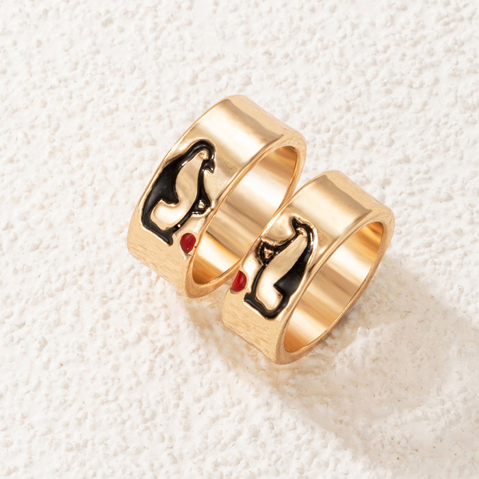 Love Couple Geometric Letter Ring Set