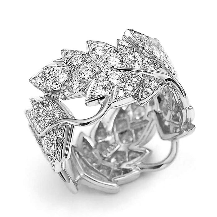 Creative vine leaf women's zircon ring fashion party jewelry