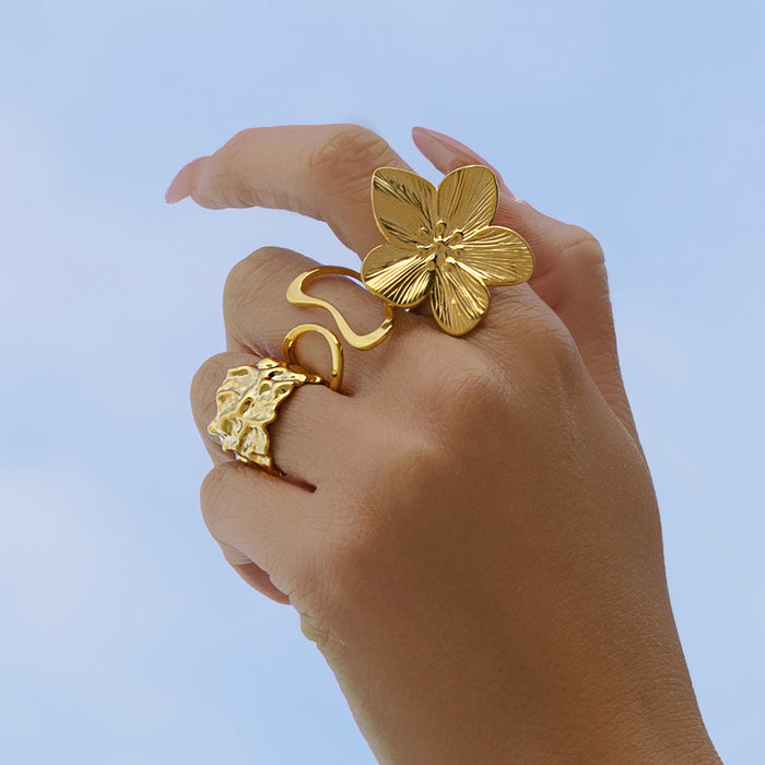 Stainless steel flower irregular ring