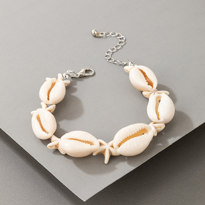 Shell Starfish Single Layer Bracelet - Seaside Vacation Style Bracelet