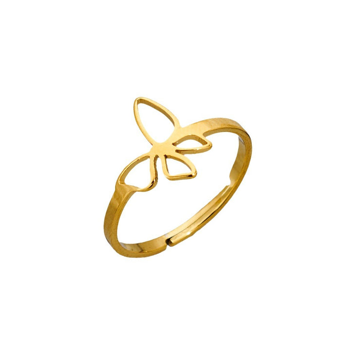 INS style butterfly ring, small fresh stainless steel open hollow ring wholesale