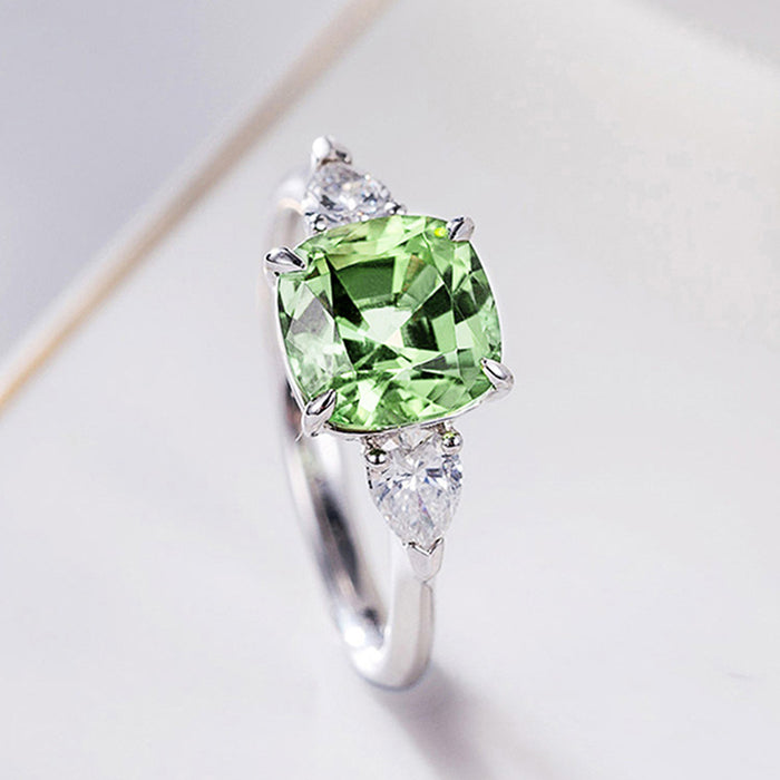 Anillo con incrustaciones cuadradas, elegante regalo de compromiso verde, joyería