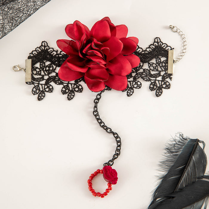 Gothic Rose Lace Hand Chain - Sexy Halloween Jewelry for Women with a Sweet and Cool Vibe