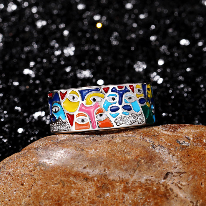 Colorful oil drip eye ring artistic personality women's ring