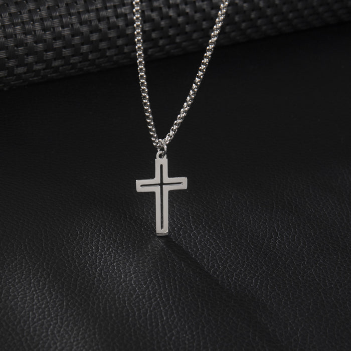 Cross pendant necklace, foreign trade stainless steel men's hip-hop clothing accessories jewelry cross-border wholesale