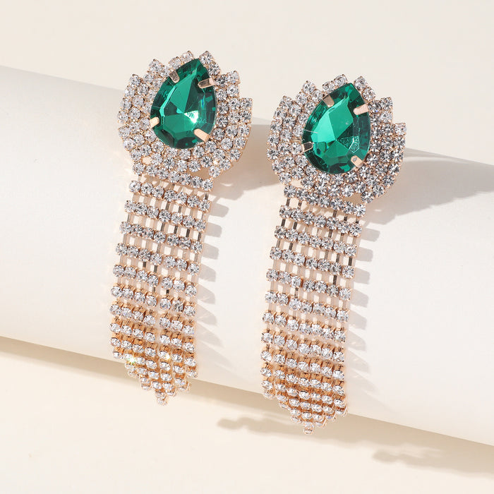 Vintage Rhinestone Drop Earrings - Exaggerated Dangles for Brides and Gowns