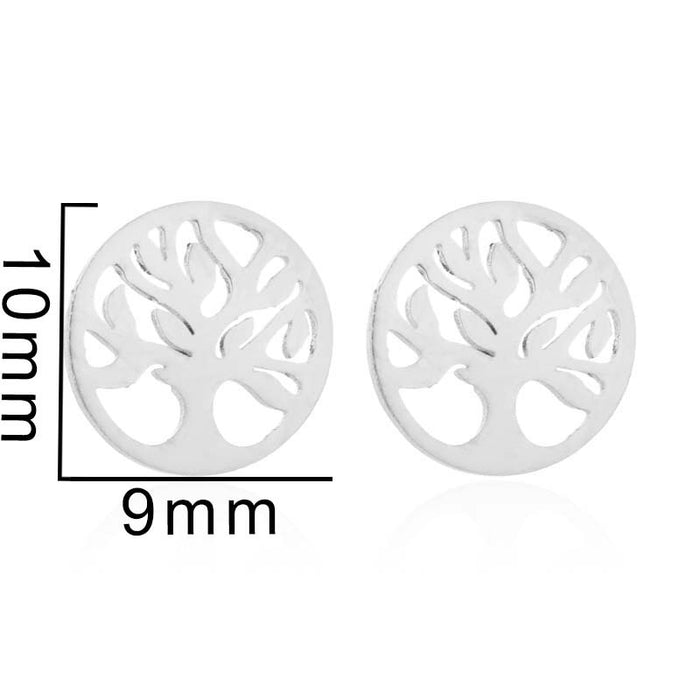 Tree of Life Stainless Steel Stud Earrings - Elegant and Symbolic Jewelry for Women