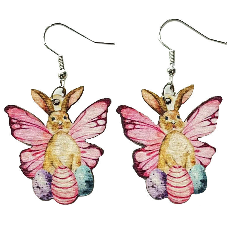 Pendientes de conejito de bosque de Pascua con diseños deportivos de mamá y maestra del oeste