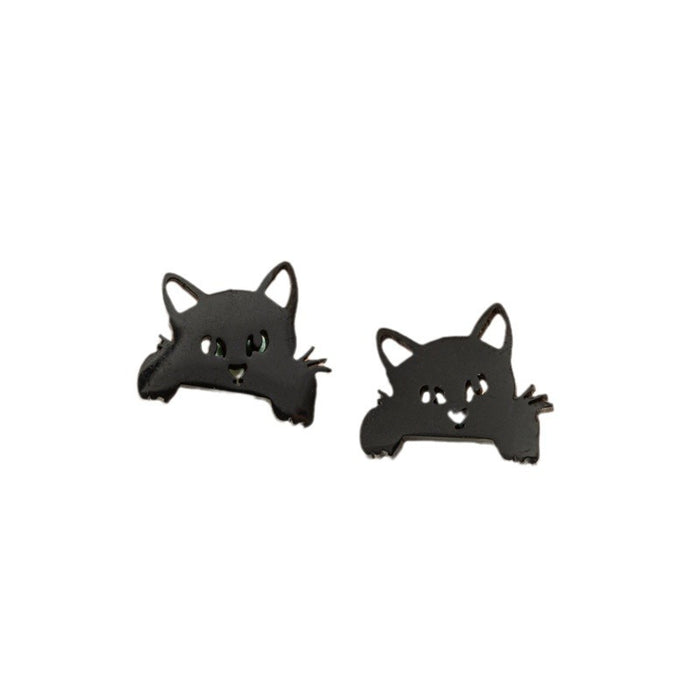 Pet Cat Stainless Steel Stud Earrings - Cute and Playful Animal Jewelry for Everyday Wear