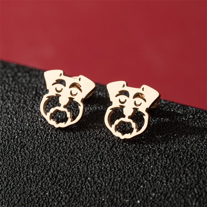 Dog Head Stainless Steel Stud Earrings - Cute and Playful Animal Jewelry