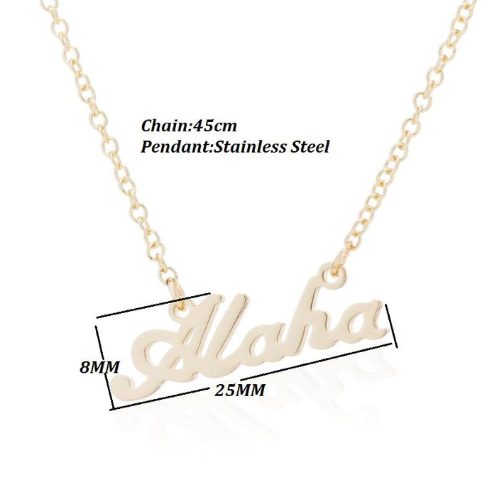 Alaha letter combination necklace, ins retro fashion English letter clavicle chain female jewelry