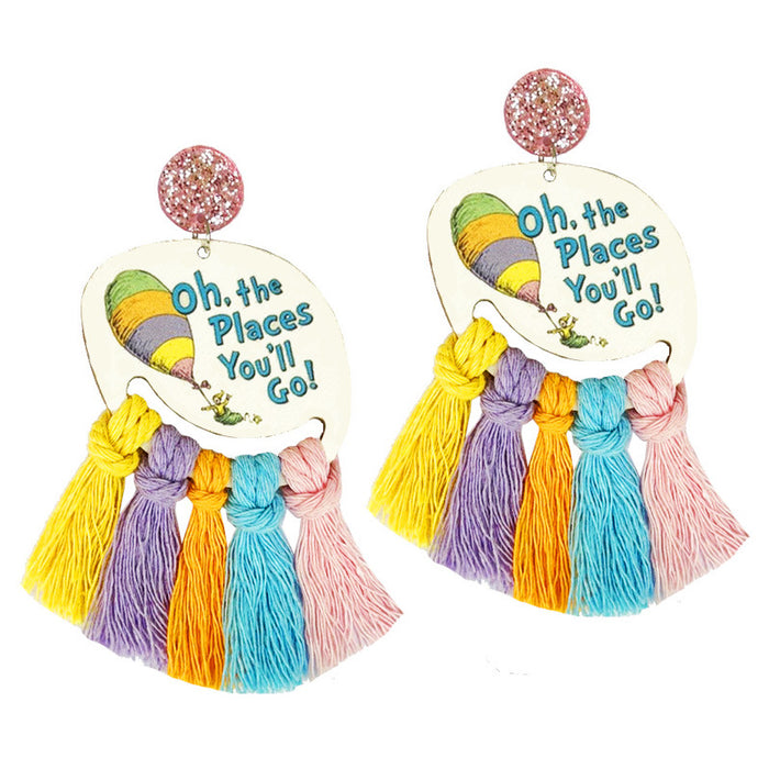 Colorful Tassel Earrings for Teachers and Children, Handwoven and Perfect for Reading Enthusiasts