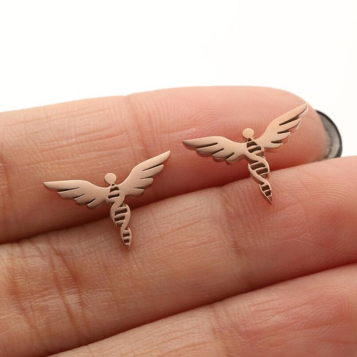 Angel Wing Stainless Steel Stud Earrings - Luxurious Goddess-Inspired Jewelry