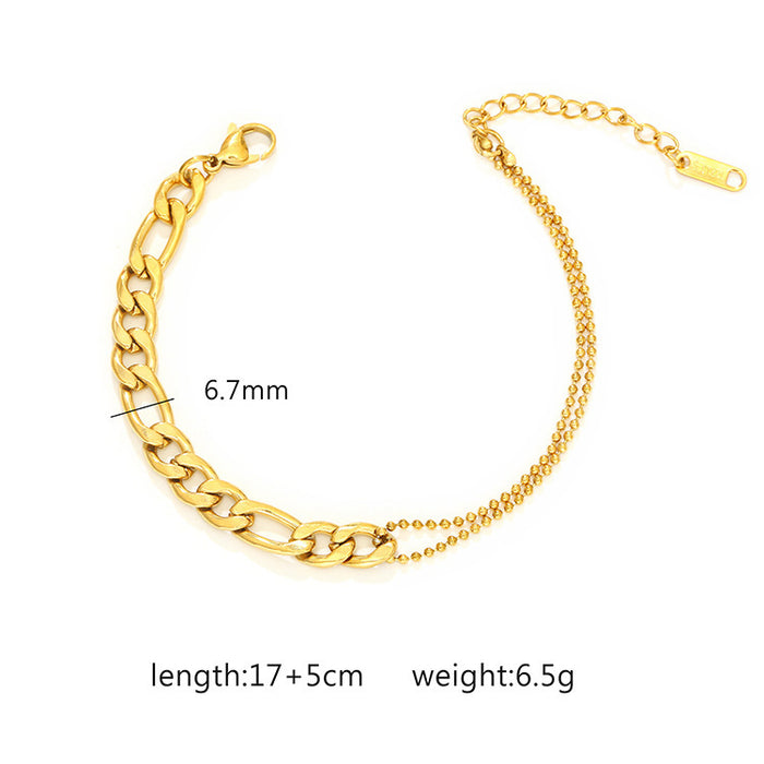 18K Gold Plated Stainless Steel Cuban Chain Women's Titanium Steel Bracelet