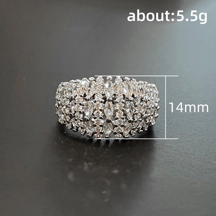 Luxury starry sky zircon copper ring women's light luxury ring