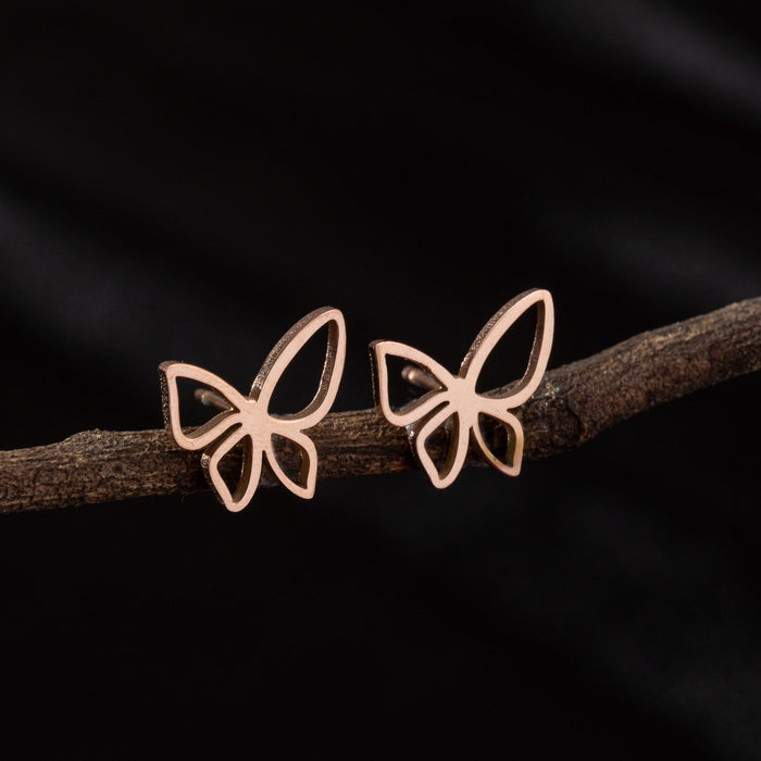 Hollow Butterfly Stainless Steel Stud Earrings - Delicate and Elegant Jewelry