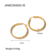 18K Gold Plated Stainless Steel Cross Earrings - Unique Design with Glossy Finish - wallojewerly 