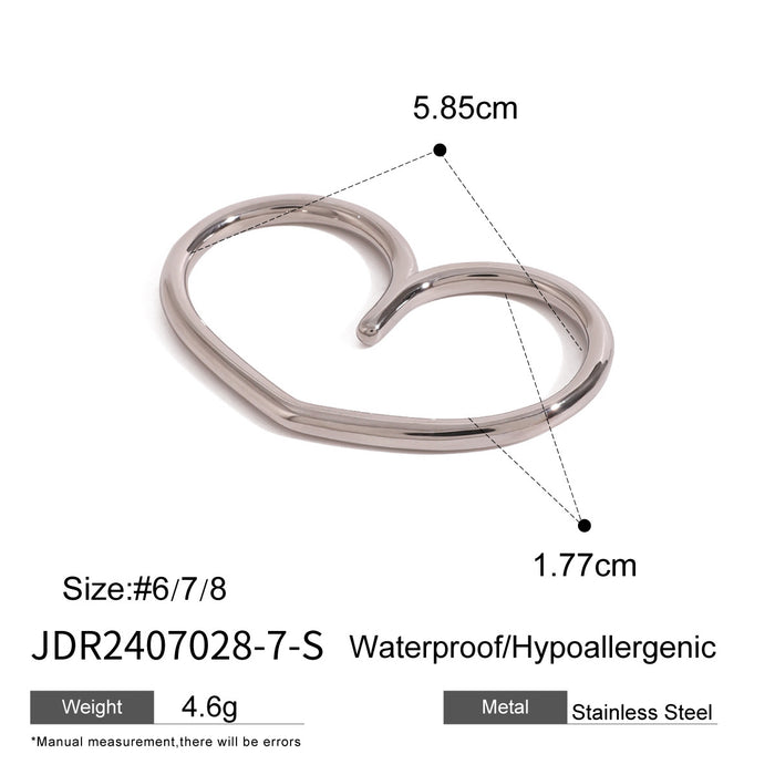 Stainless steel two-finger ring irregular design