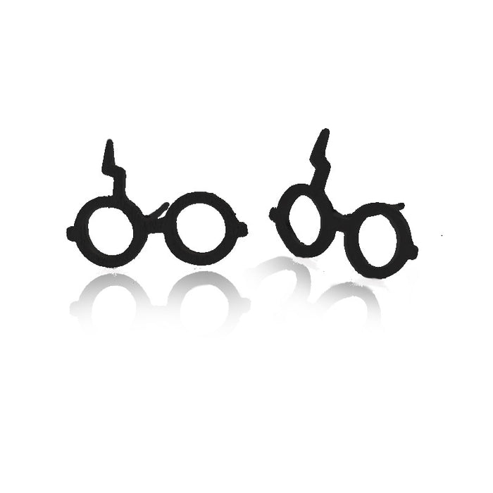 Harry Potter glasses earrings, European and American fashion new hollow cartoon pattern ear bone studs wholesale