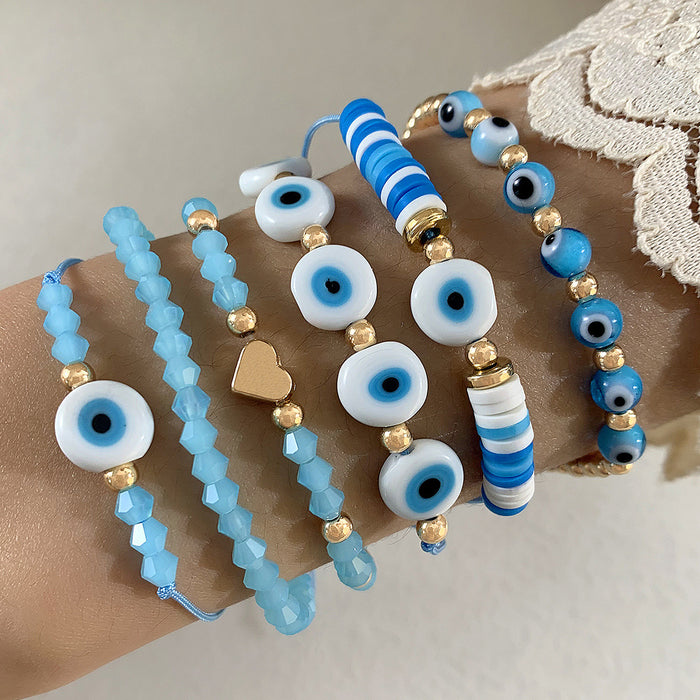 Bohemian Evil Eye Bracelet Set – Multi-Layered Beaded Jewelry