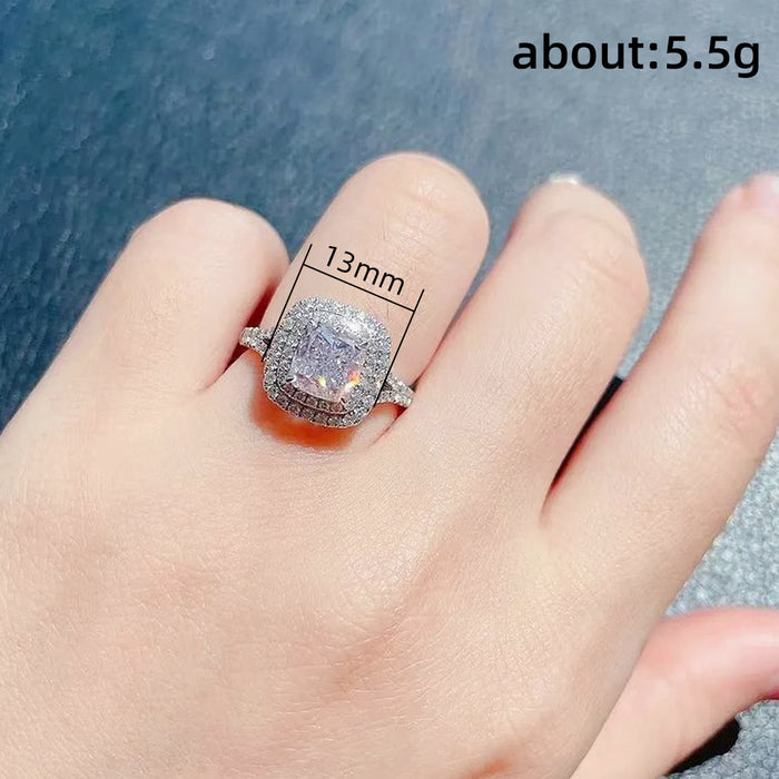 High-grade copper-plated platinum zircon ring, anniversary celebration jewelry