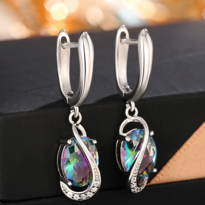 Colored stone earrings medium and long style earrings