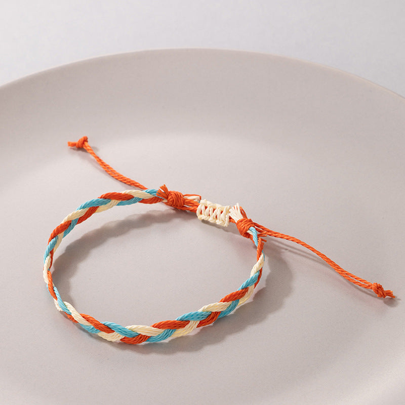 Colorful Braided Rope Bracelet - Ethnic Multi-Strand Adjustable Bracelet