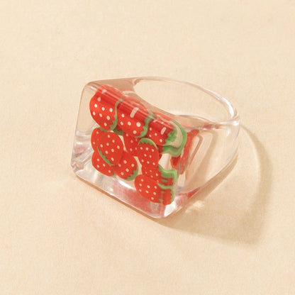 Transparent acrylic resin ring, retro ins style diamond design