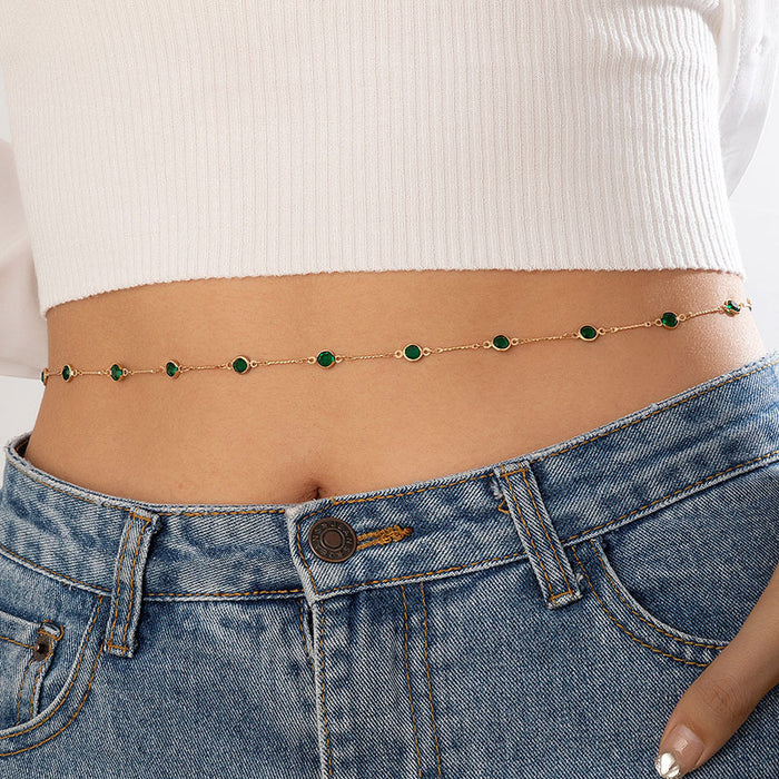 Collar de cintura estilo playa con cadena de hueso de serpiente de una sola capa y cuentas de arroz