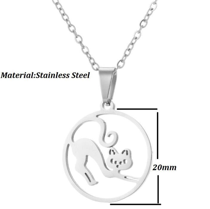 Kitten pet necklace, simple stainless steel animal clavicle chain ins niche design jewelry