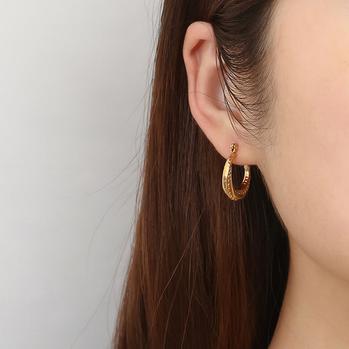 Simple gold earrings 18K stainless steel earrings