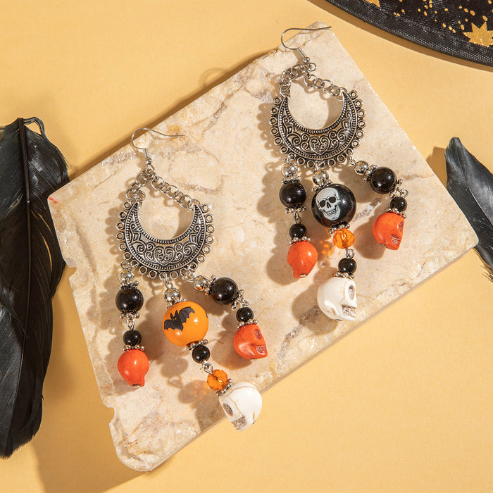 Halloween bat skull earrings dark style beaded earrings