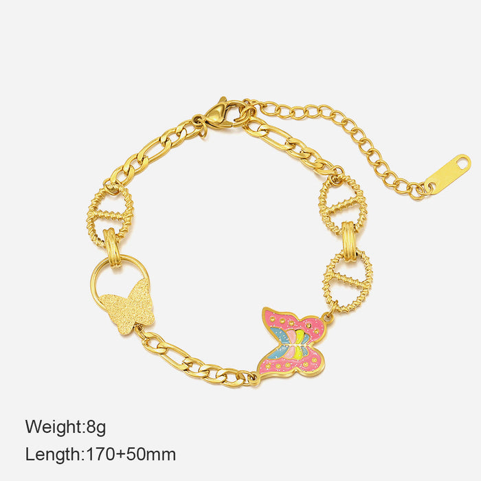 Stainless Steel Gold Plated Butterfly Bracelet （Minimo de compra 2） - wallojewerly 