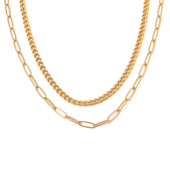 K-Gold Double Layer Necklace - Retro Minimalist Design with a Cold Style and Unique Clavicle Chain