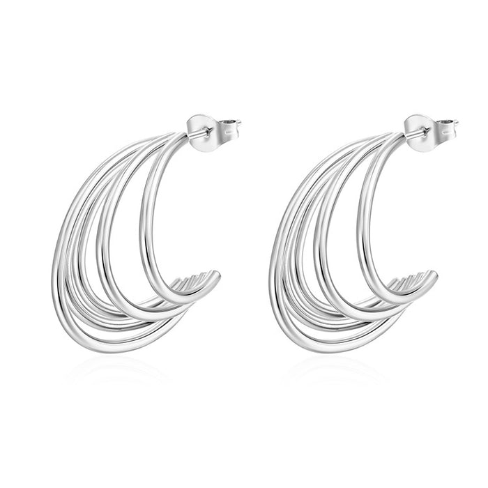 French five-wire earrings, stainless steel polished earrings, light luxury design