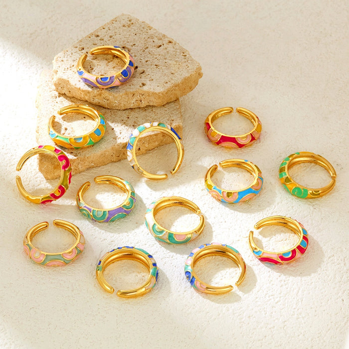 Wholesale colorful enamel leopard print rings