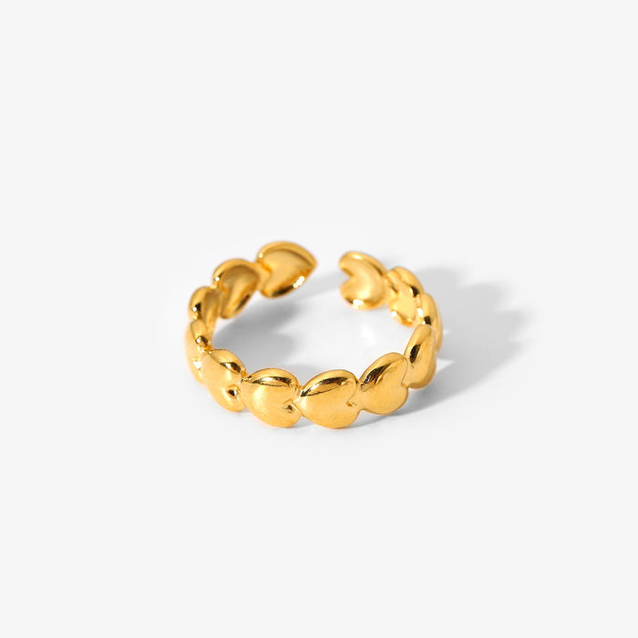 Double Layer 18K Gold Plated Stainless Steel Ring - Unique Design