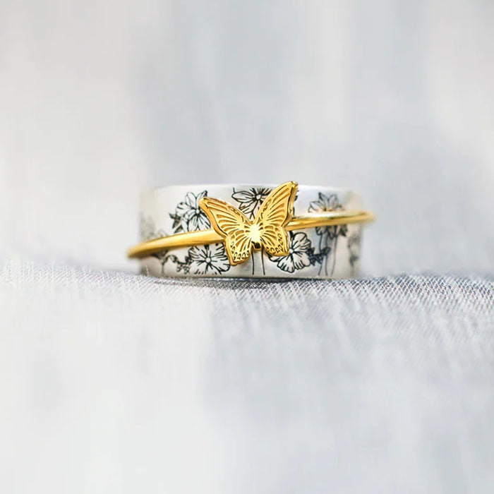 women's butterfly two-tone ring