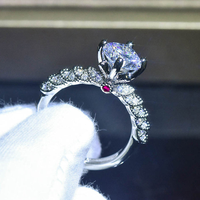 Hollow flower ring light luxury versatile