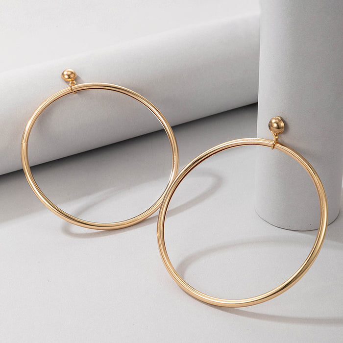 Gold Large Circle Alloy Geometric Temperament Earrings