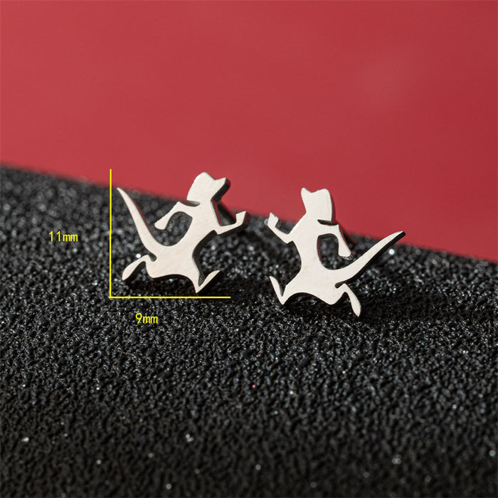 Running Dog Stainless Steel Stud Earrings - Fun and Playful Animal Jewelry