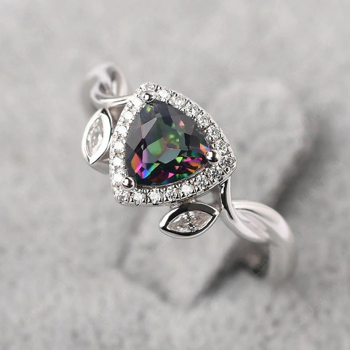 Colorful triangle ring pastoral style cute horse eye zircon female ring