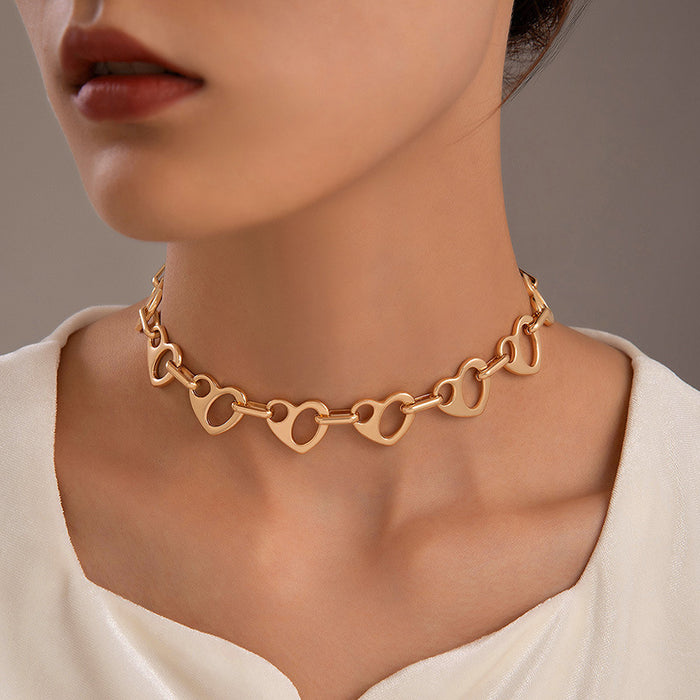 Silver Twist Single Layer Necklace with Geometric Irregular Clavicle Chain