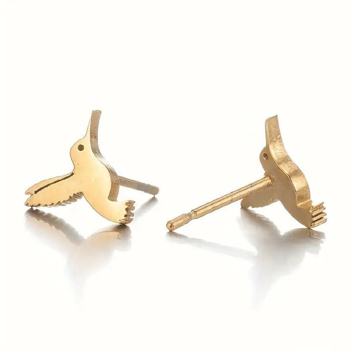 Small animal earrings metal hummingbird earrings mini fashion earrings for women