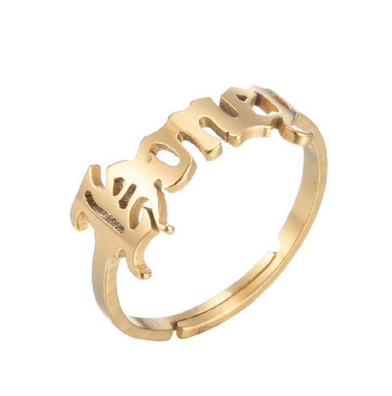 Vintage English letter rings, wholesale of Honey open stainless steel rings